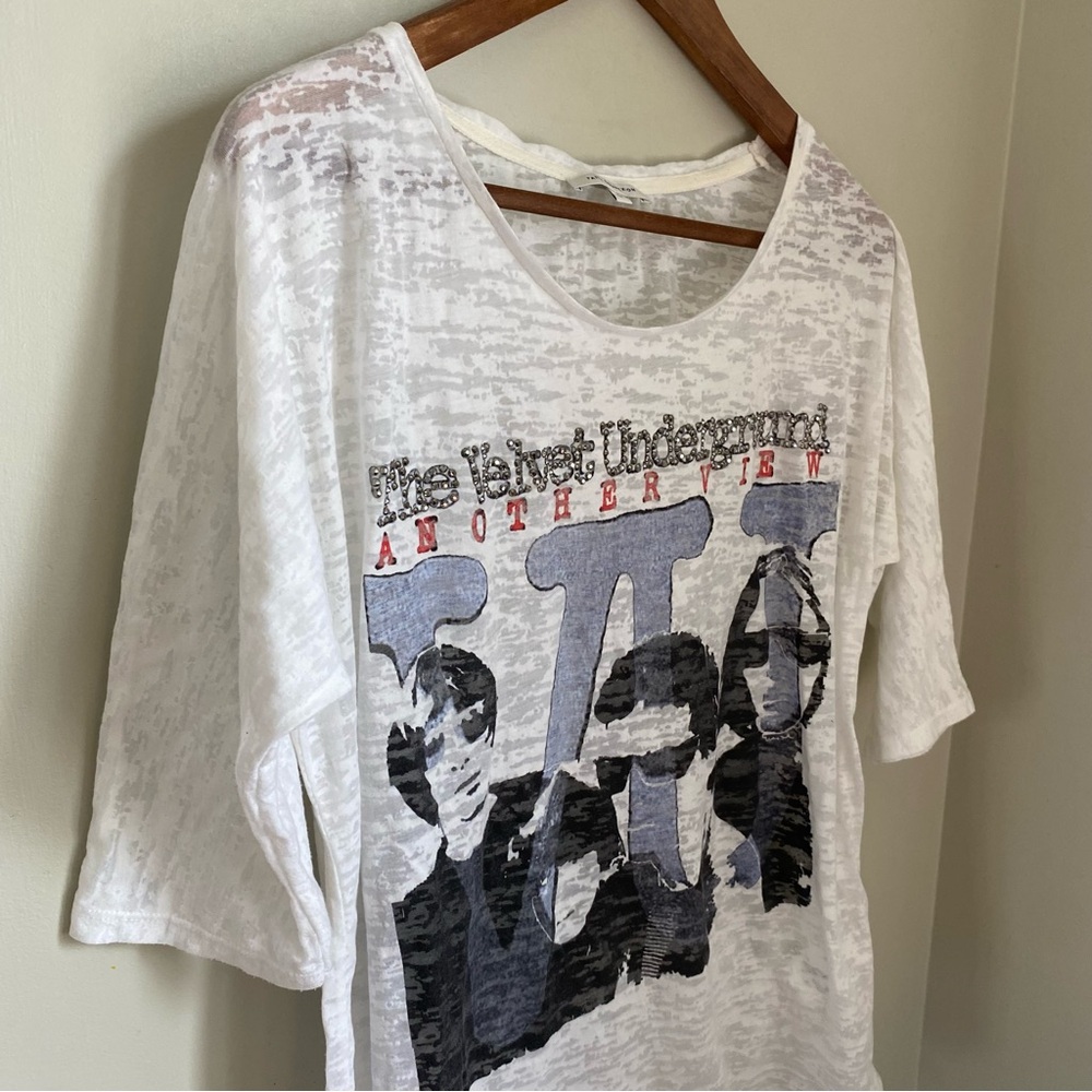 Faith Connexion The Velvet Underground Rhinestone Bling T Shirt Size Large Sheer - Picture 3 of 11